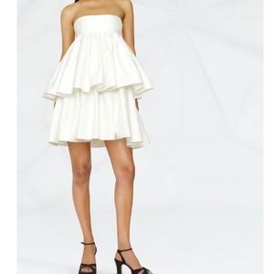 ROTATE Carmina White Ruffle Tiered Strapless Dress
